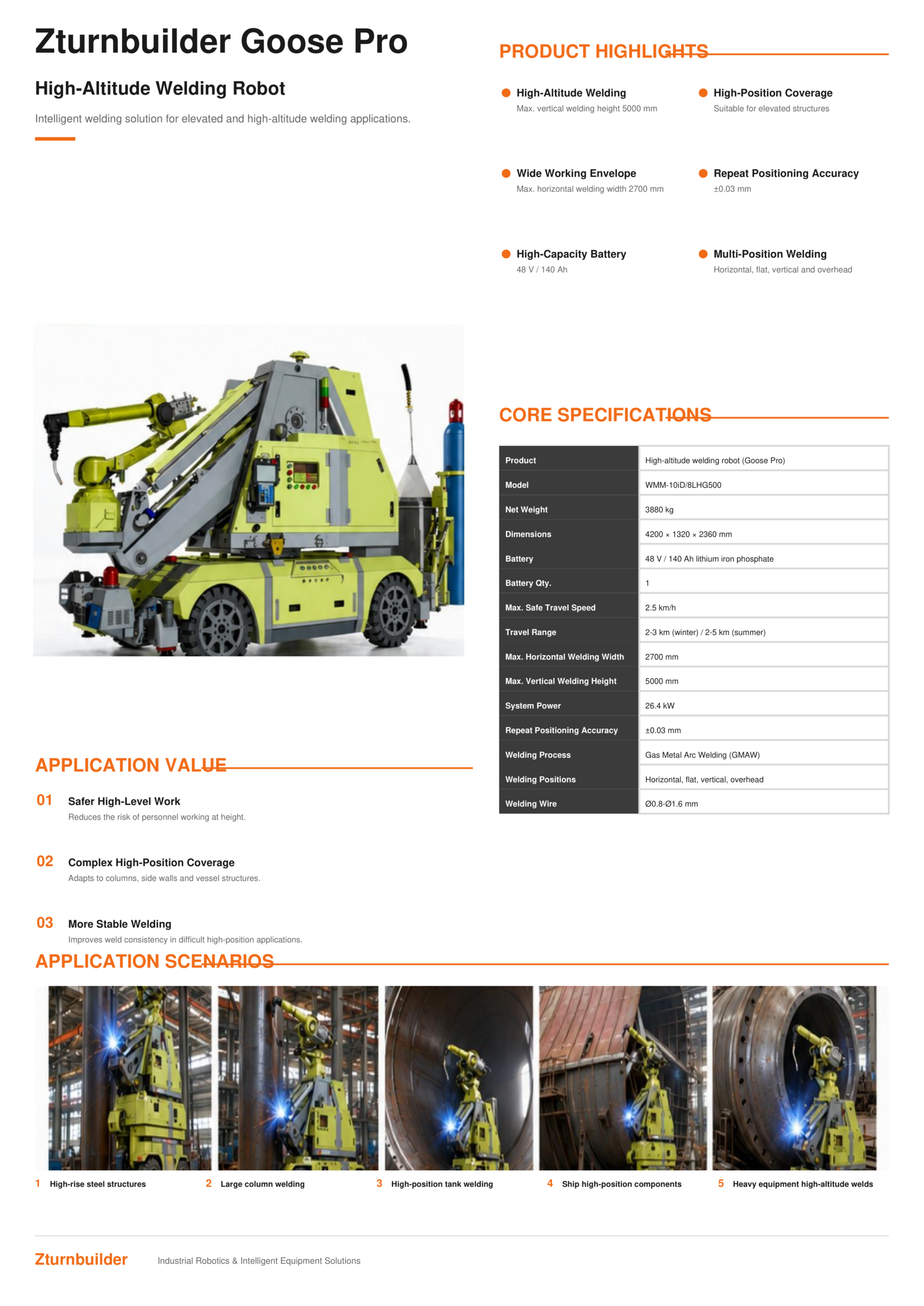Specialty & High-Altitude Robots (Models Goose Pro / Eagle) Goose Pro High-Altitude Welding Robot
